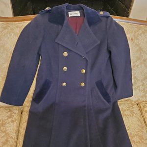 Girl's Navy Rothschild Double Breasted Wool Coat S